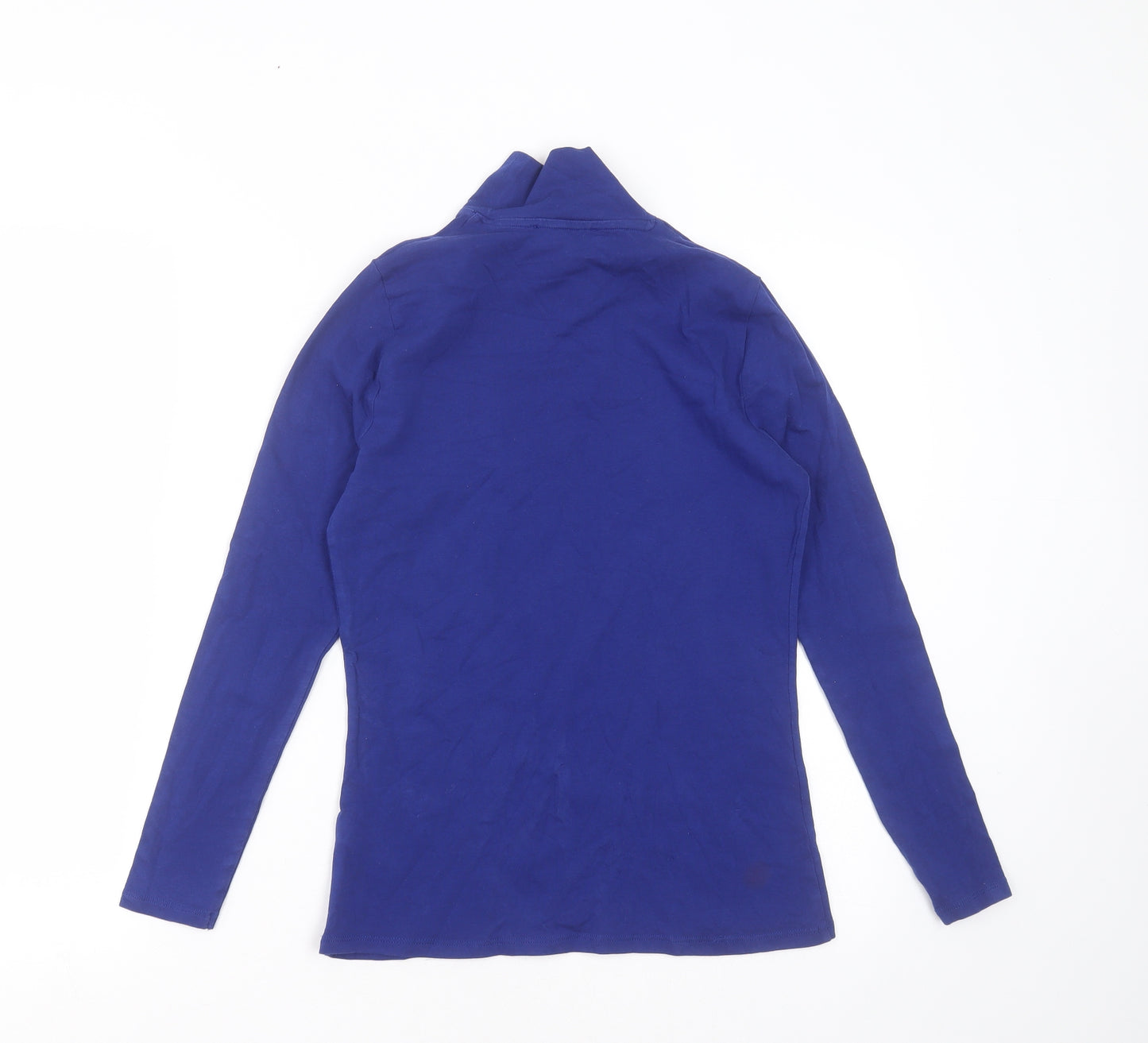 Marks and Spencer Womens Blue  Cotton Basic T-Shirt Size 10 High Neck