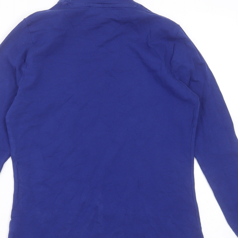Marks and Spencer Womens Blue  Cotton Basic T-Shirt Size 10 High Neck