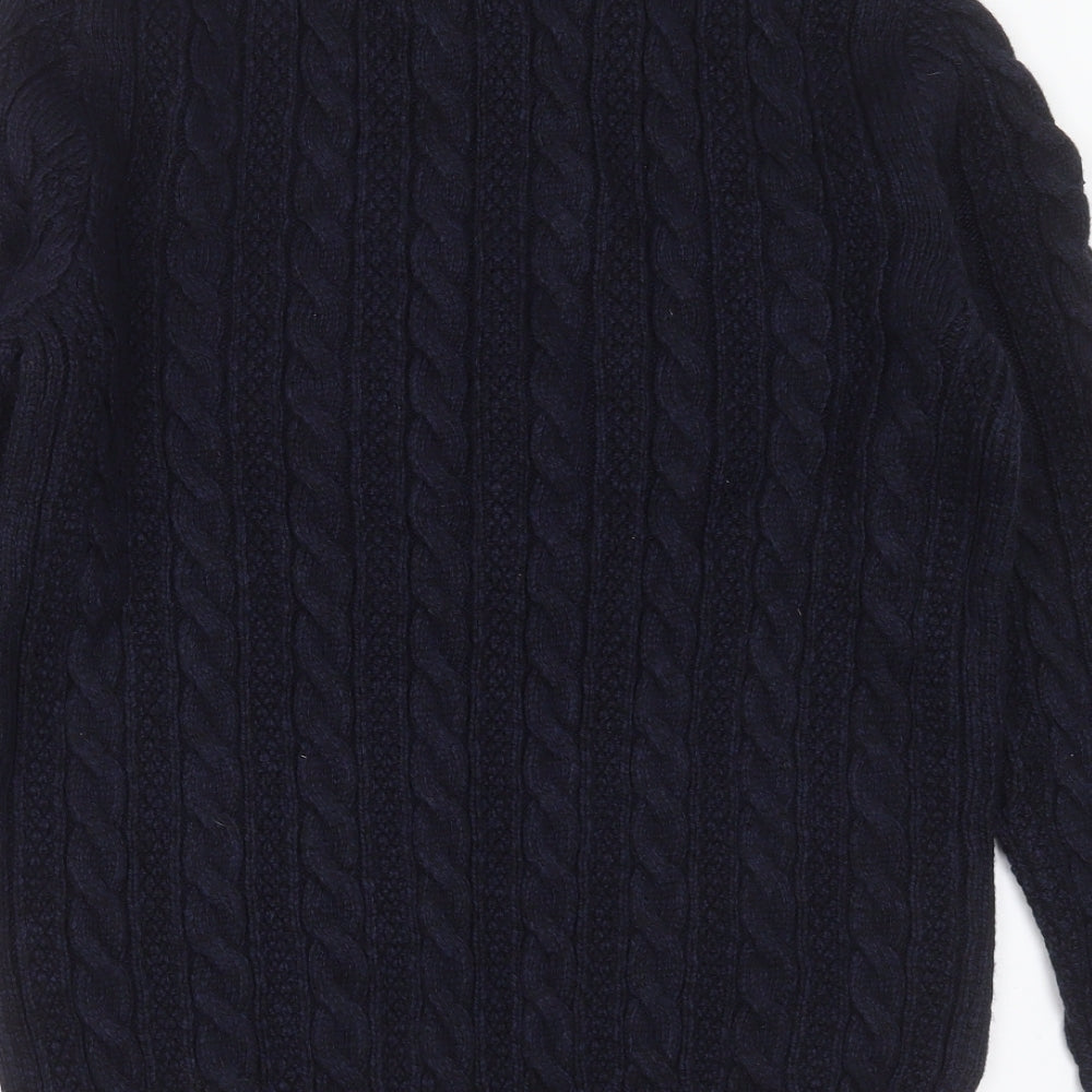 Superdry Mens Blue Round Neck Striped Acrylic Pullover Jumper Size XL