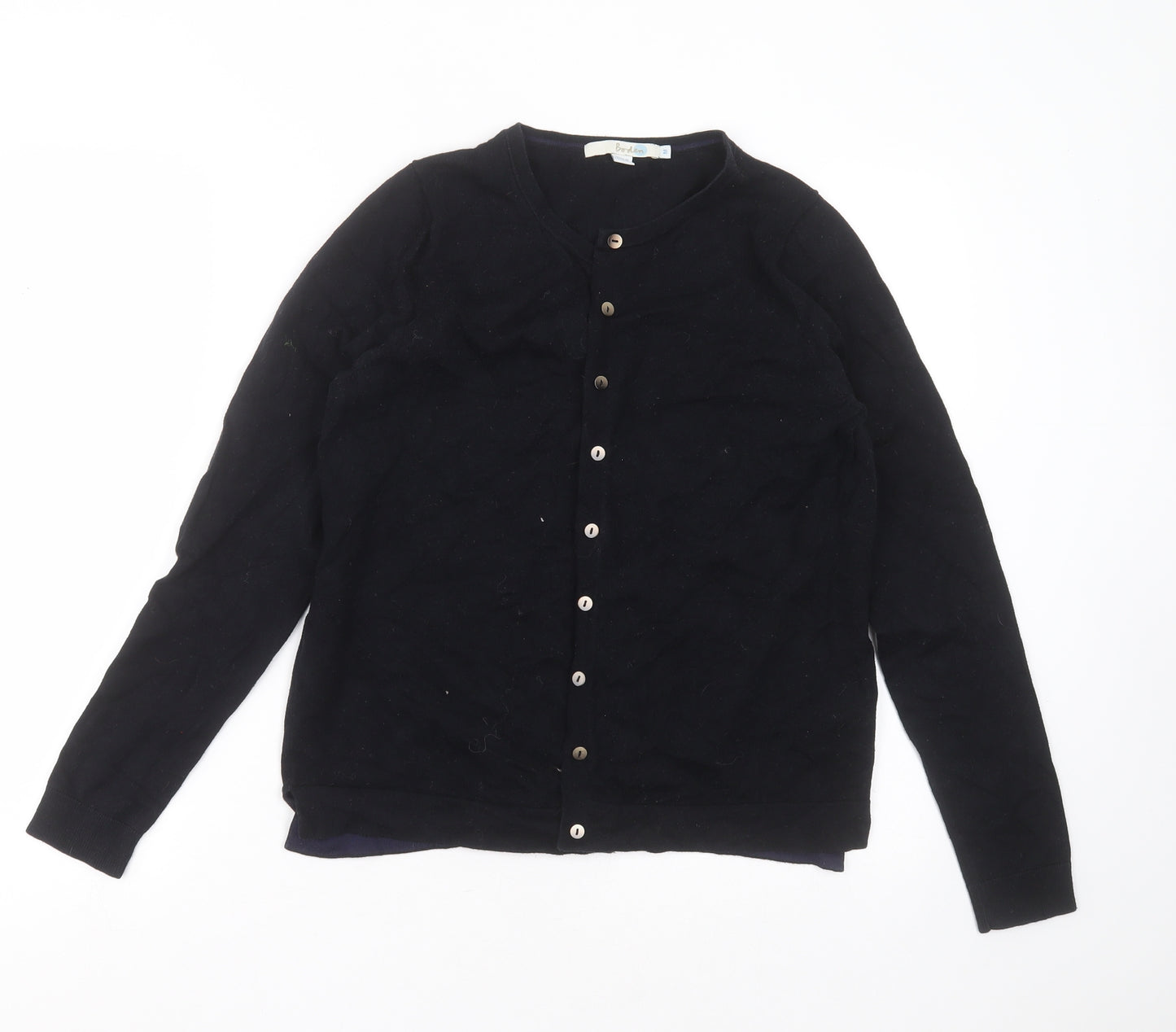 Boden Womens Black Round Neck  Cotton Cardigan Jumper Size M