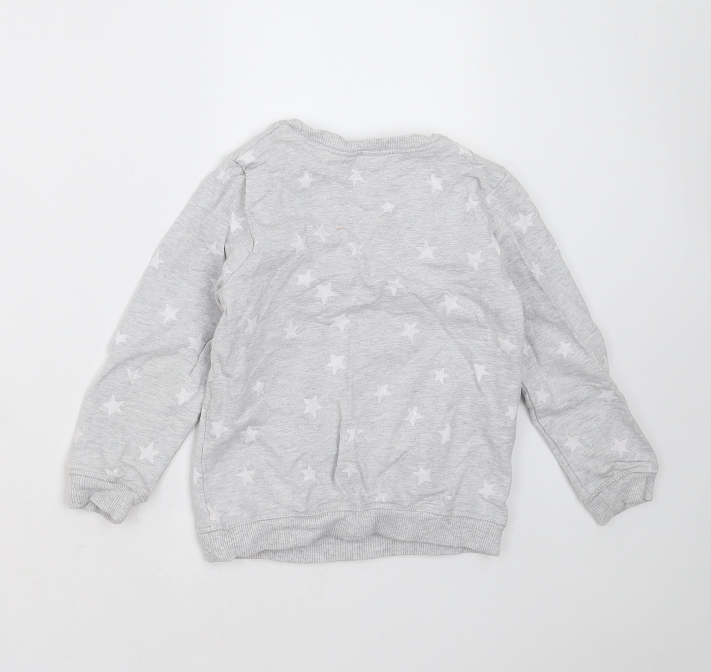 George Girls Grey Geometric Cotton Pullover Sweatshirt Size 5-6 Years   - frozen