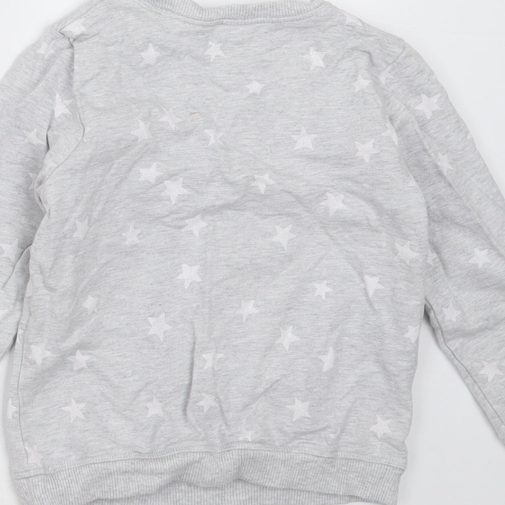 George Girls Grey Geometric Cotton Pullover Sweatshirt Size 5-6 Years   - frozen