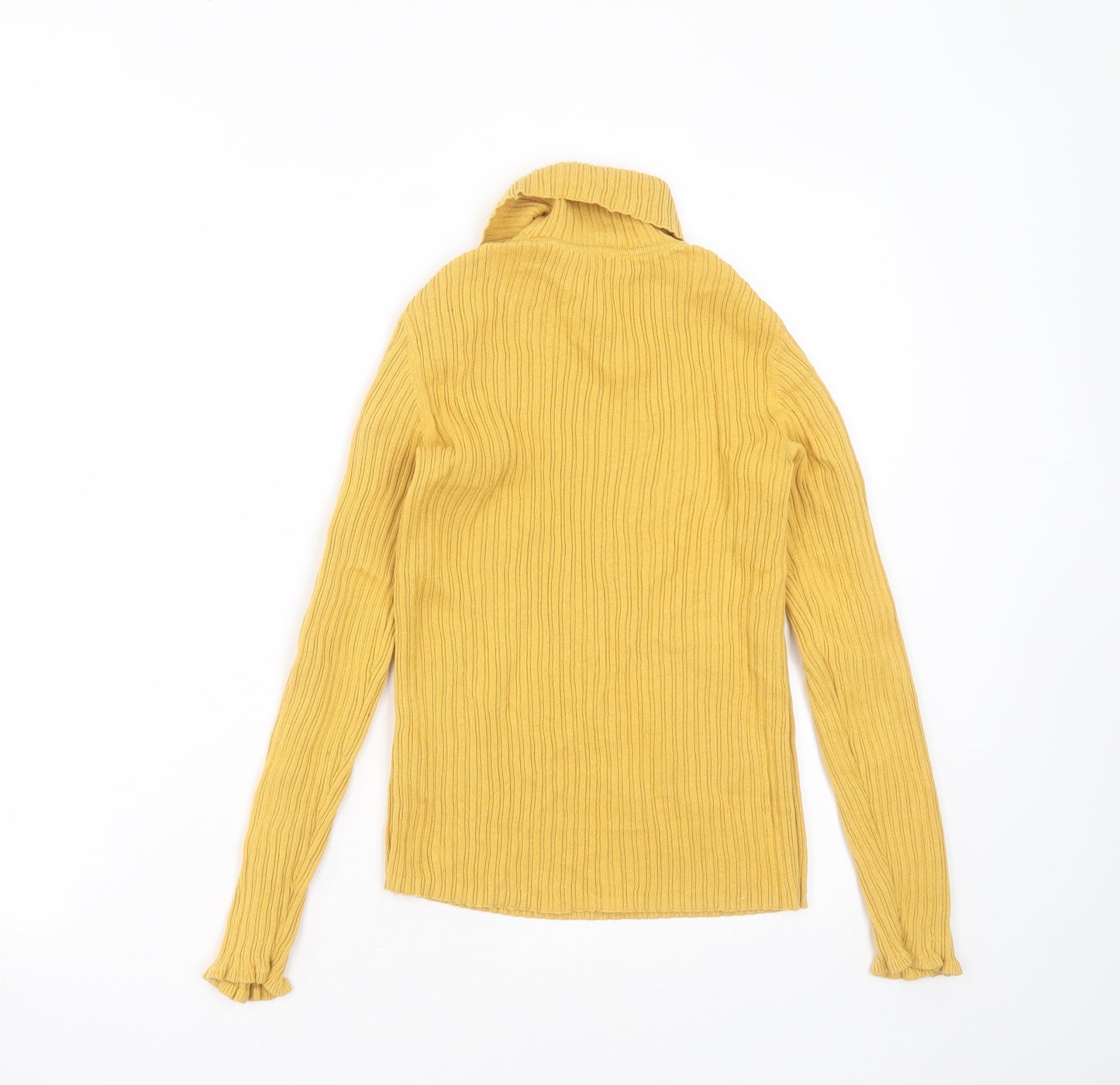 George Girls Yellow Roll Neck Striped Cotton Pullover Jumper Size 11-12 Years