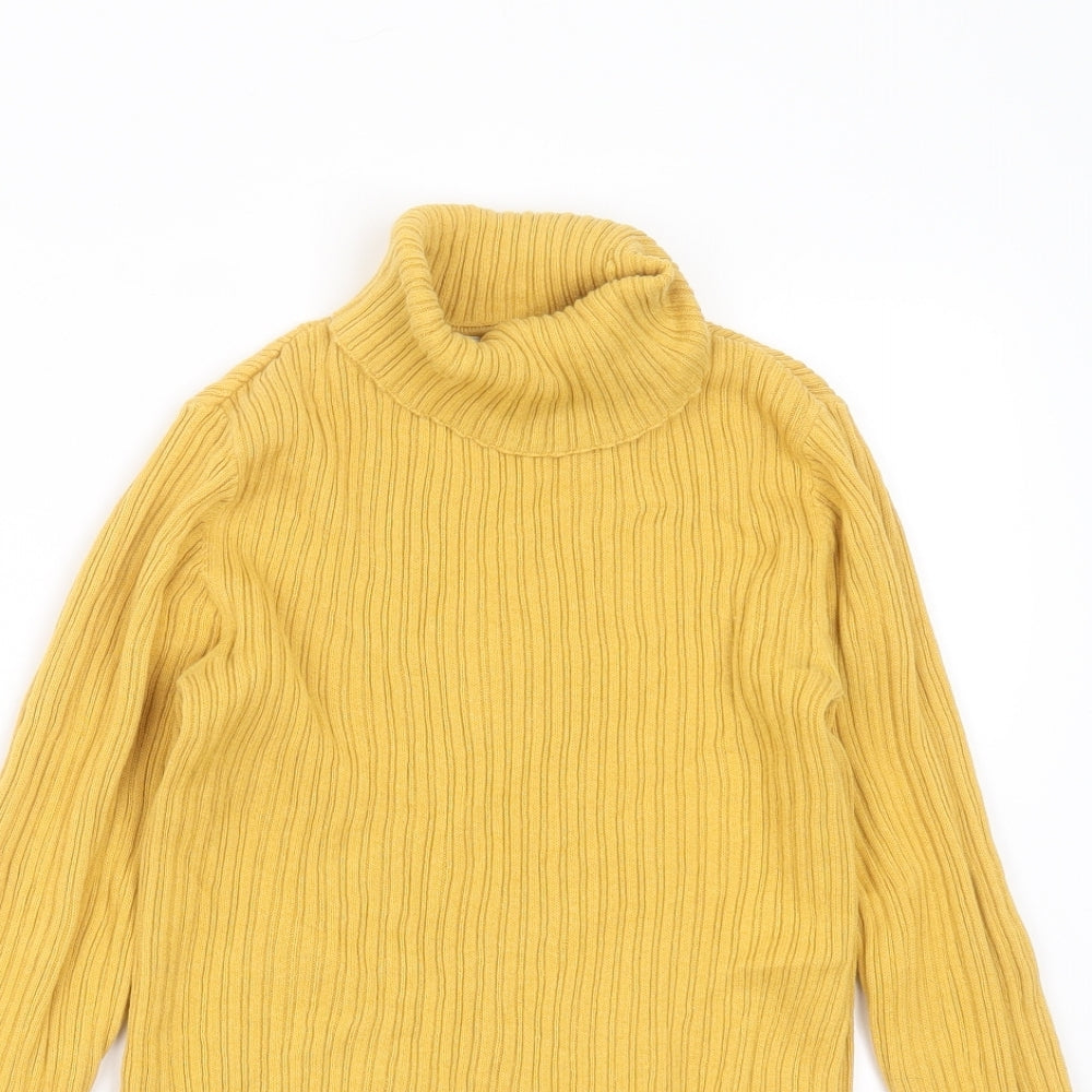 George Girls Yellow Roll Neck Striped Cotton Pullover Jumper Size 11-12 Years