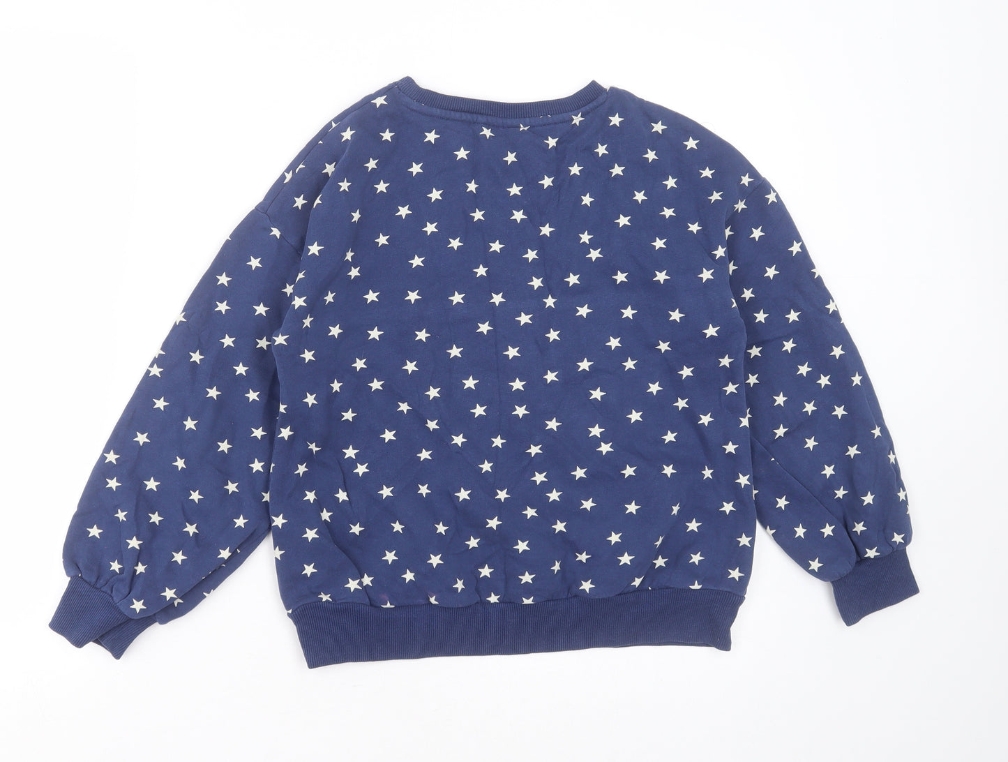 NEXT Girls Blue Geometric Cotton Pullover Sweatshirt Size 11 Years   - christmas jumper