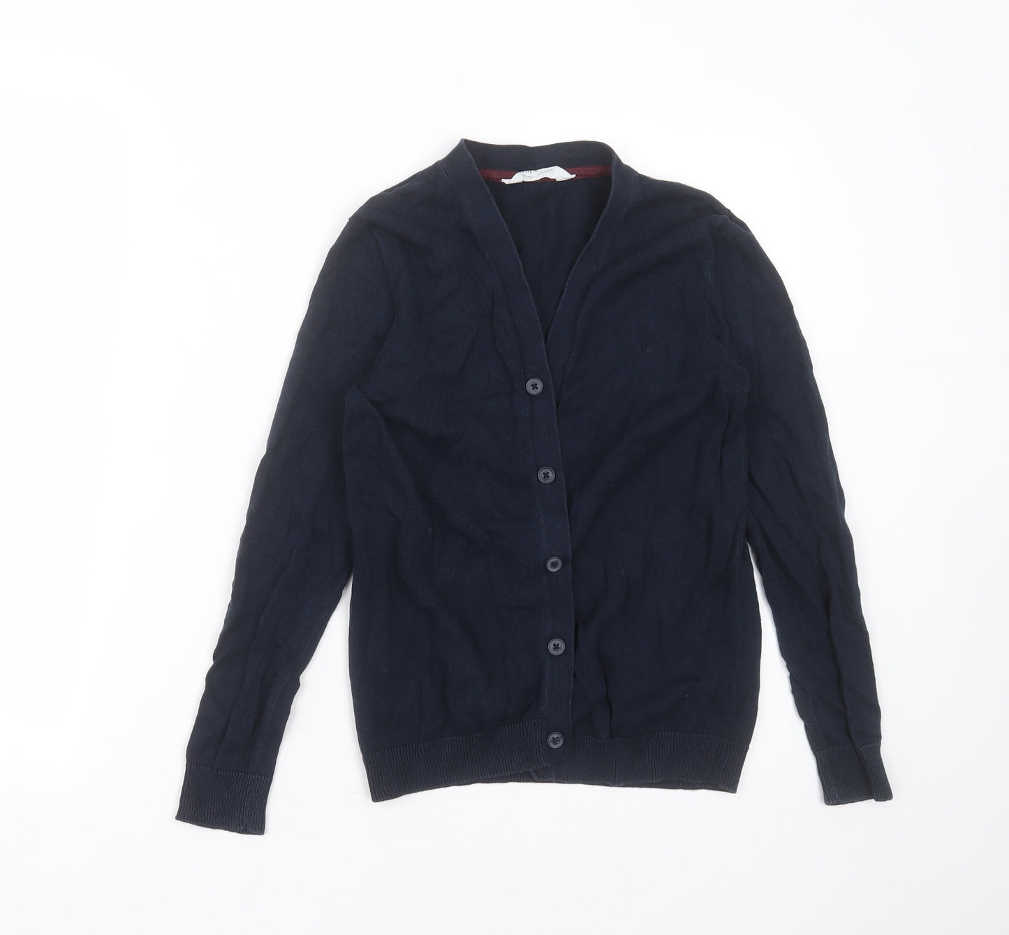 H&M Boys Blue V-Neck  Cotton Cardigan Jumper Size 10-11 Years  Button