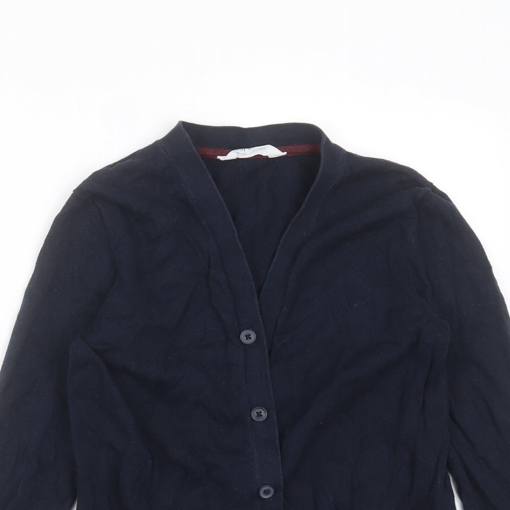 H&M Boys Blue V-Neck  Cotton Cardigan Jumper Size 10-11 Years  Button