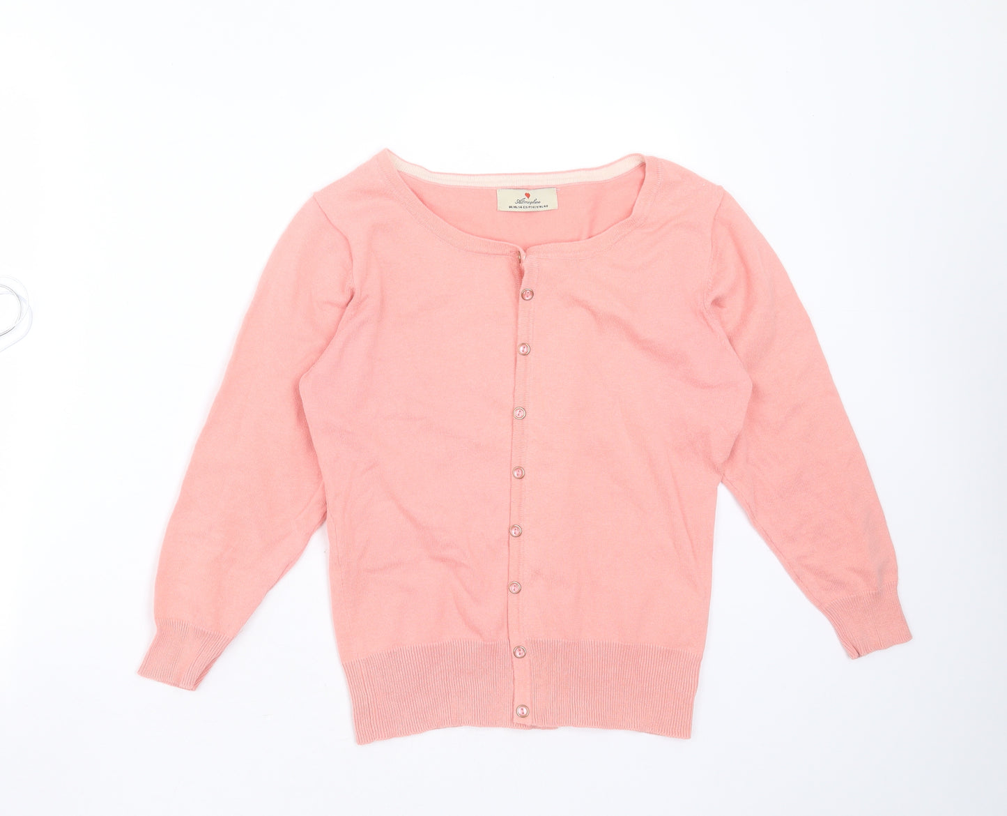 Primark Womens Pink Round Neck  Cotton Cardigan Jumper Size 14