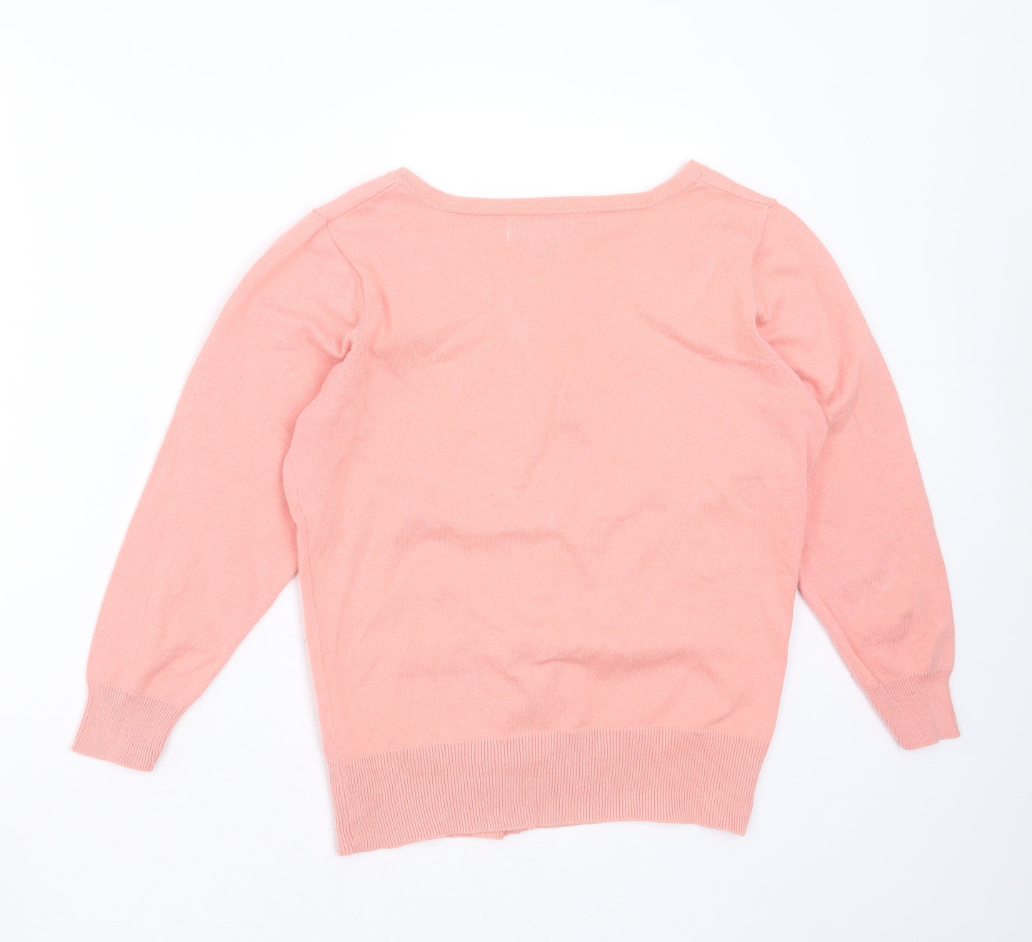 Primark Womens Pink Round Neck  Cotton Cardigan Jumper Size 14