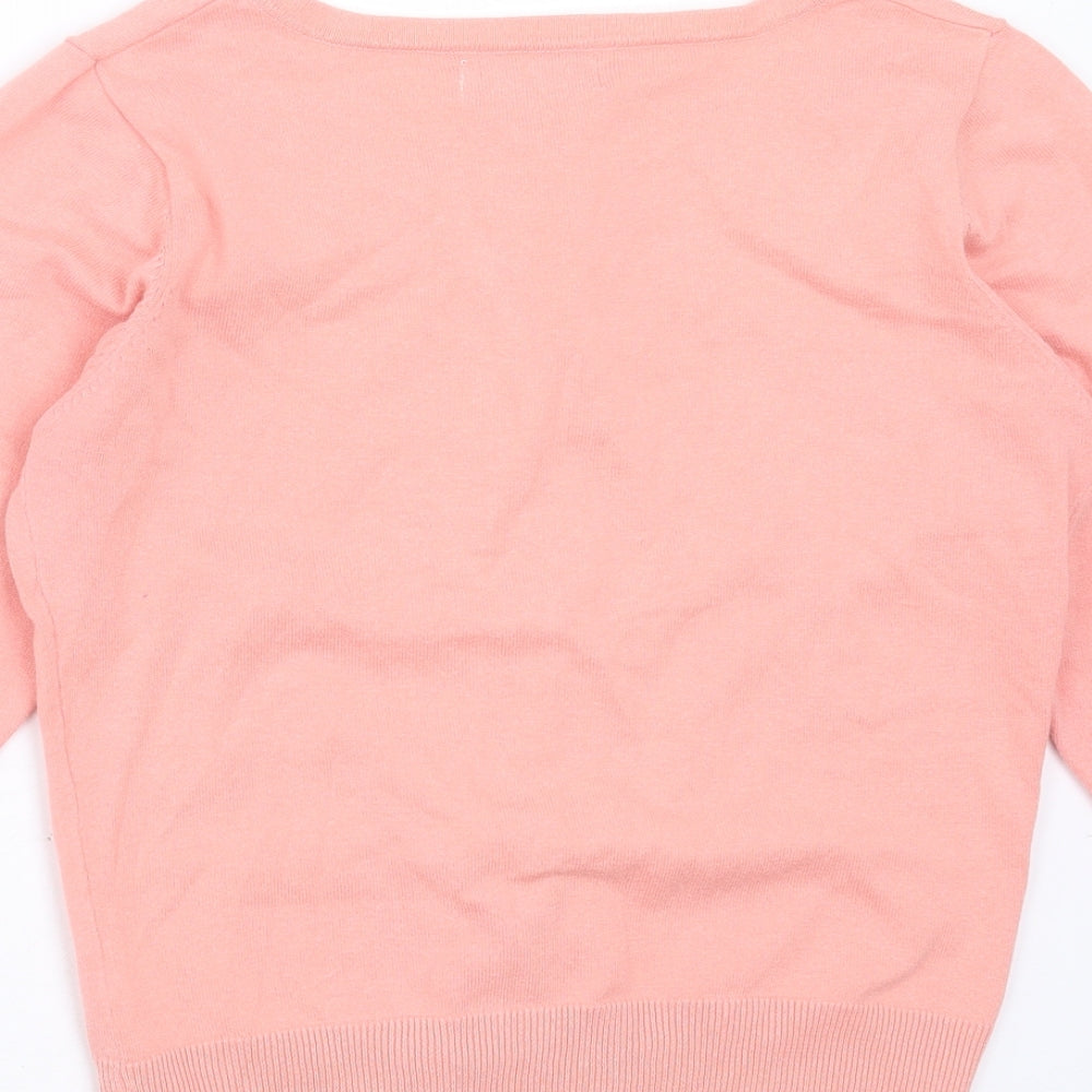 Primark Womens Pink Round Neck  Cotton Cardigan Jumper Size 14