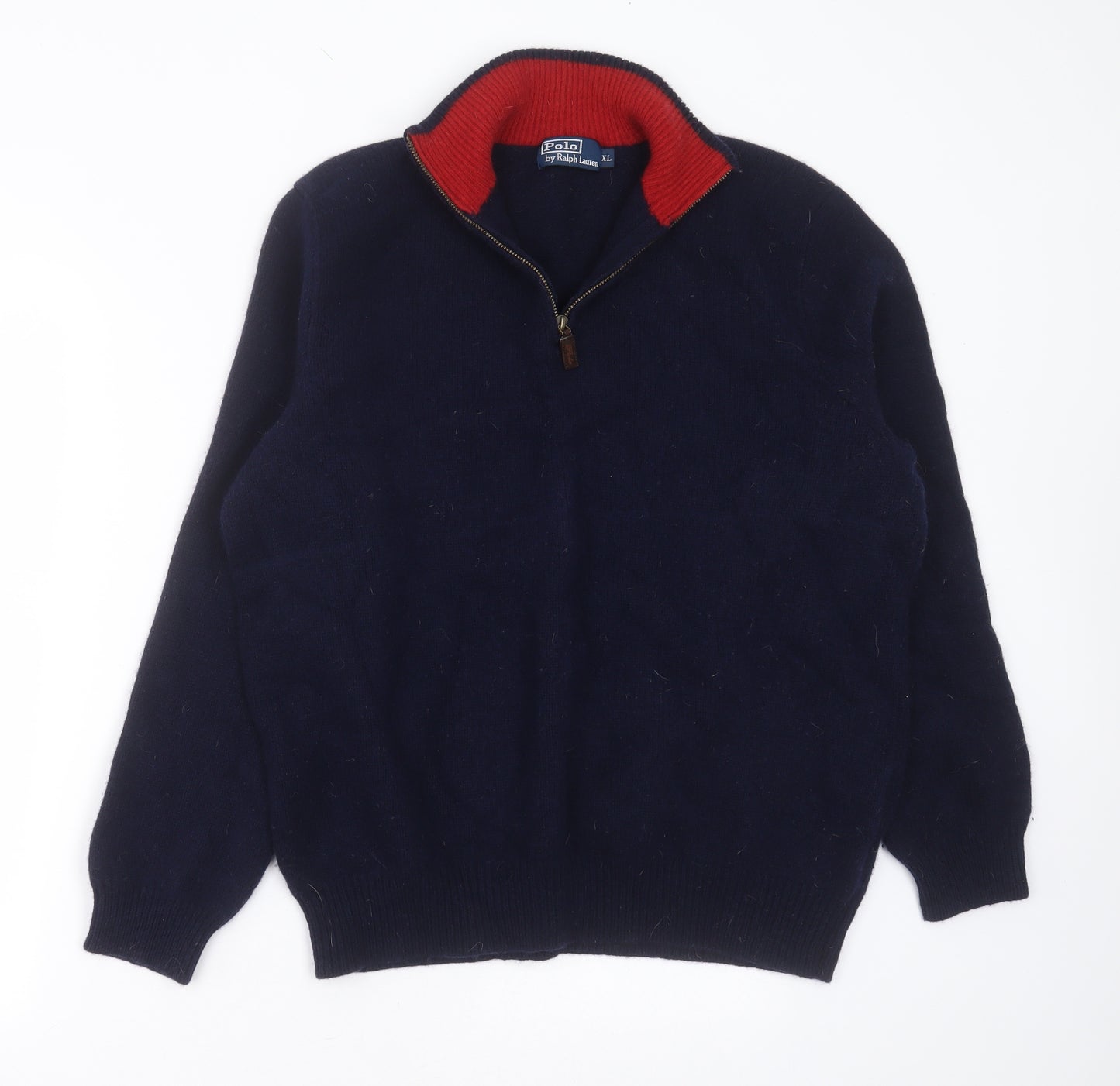Polo Ralph Lauren Mens Blue High Neck  Wool Pullover Jumper Size XL