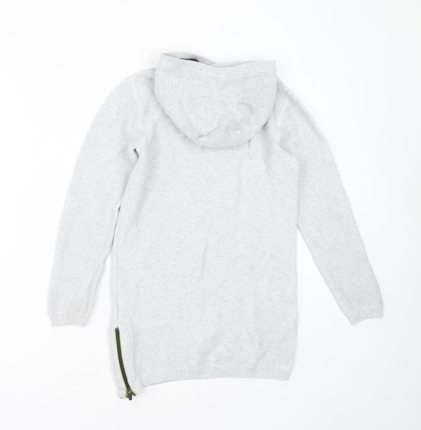 NEXT Boys Grey Striped Cotton Pullover Hoodie Size 8 Years