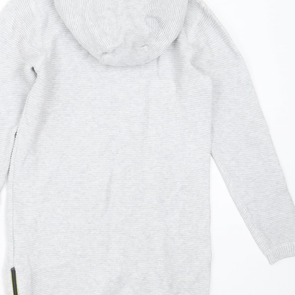 NEXT Boys Grey Striped Cotton Pullover Hoodie Size 8 Years