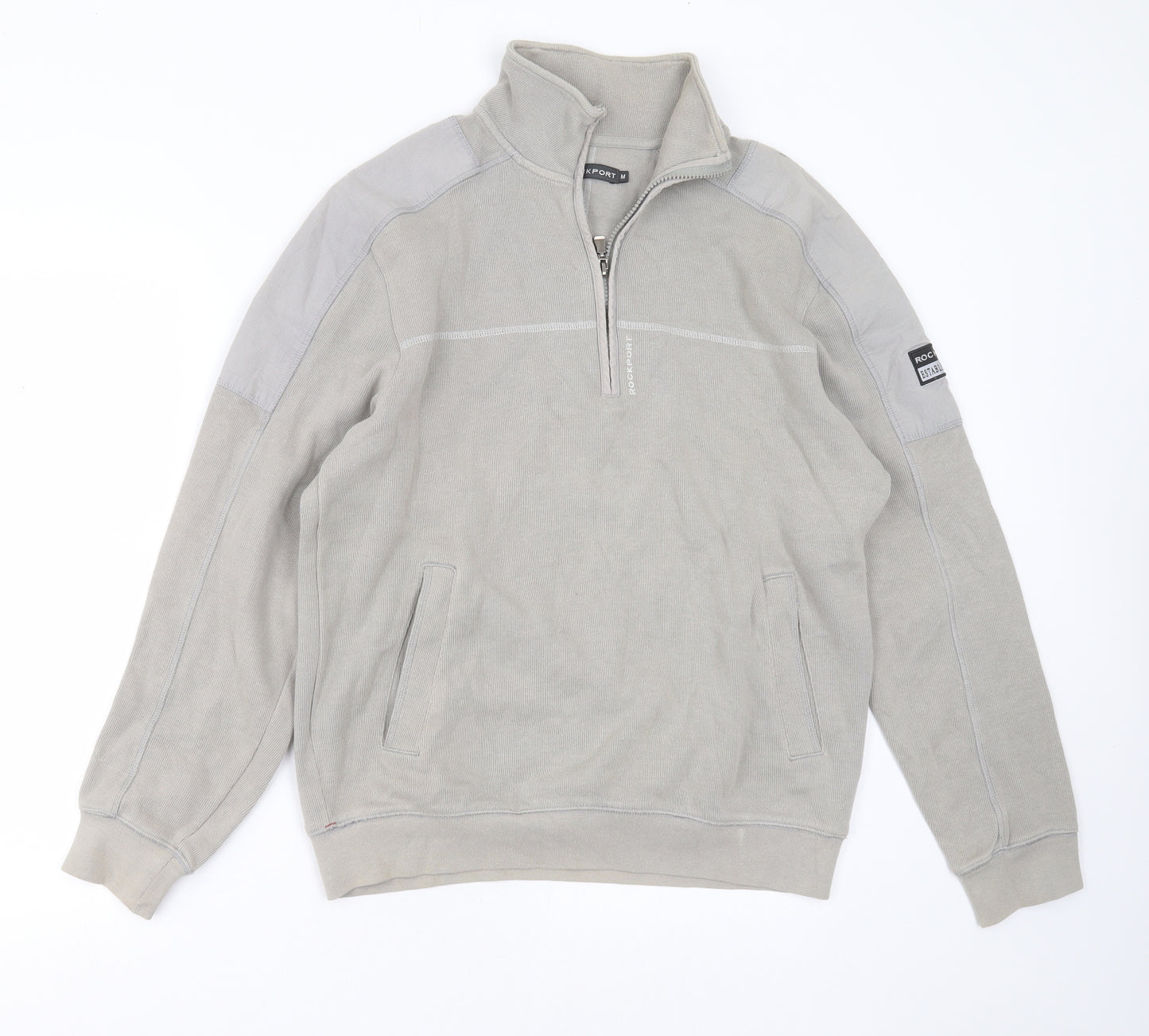 Rockport Mens Green High Neck  Cotton Pullover Jumper Size M