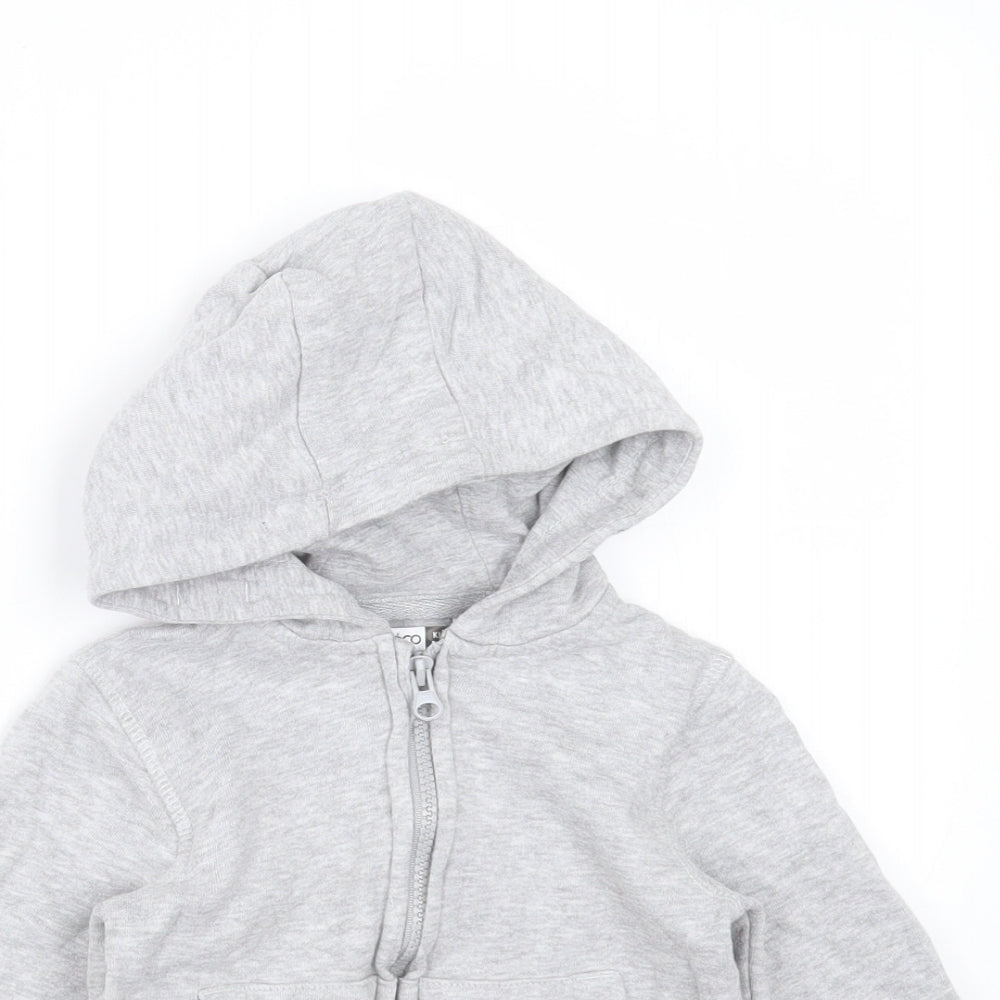 PEP&Co Girls Grey  Cotton Full Zip Hoodie Size 2-3 Years  Zip