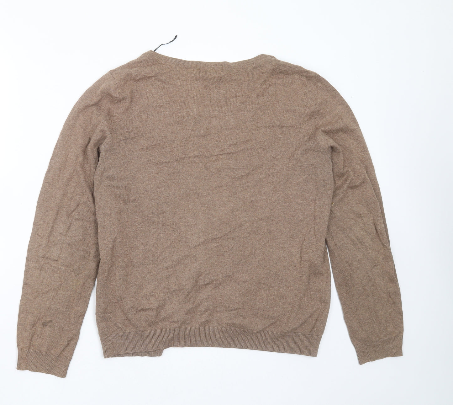H&M Womens Brown Round Neck  Cotton Cardigan Jumper Size L
