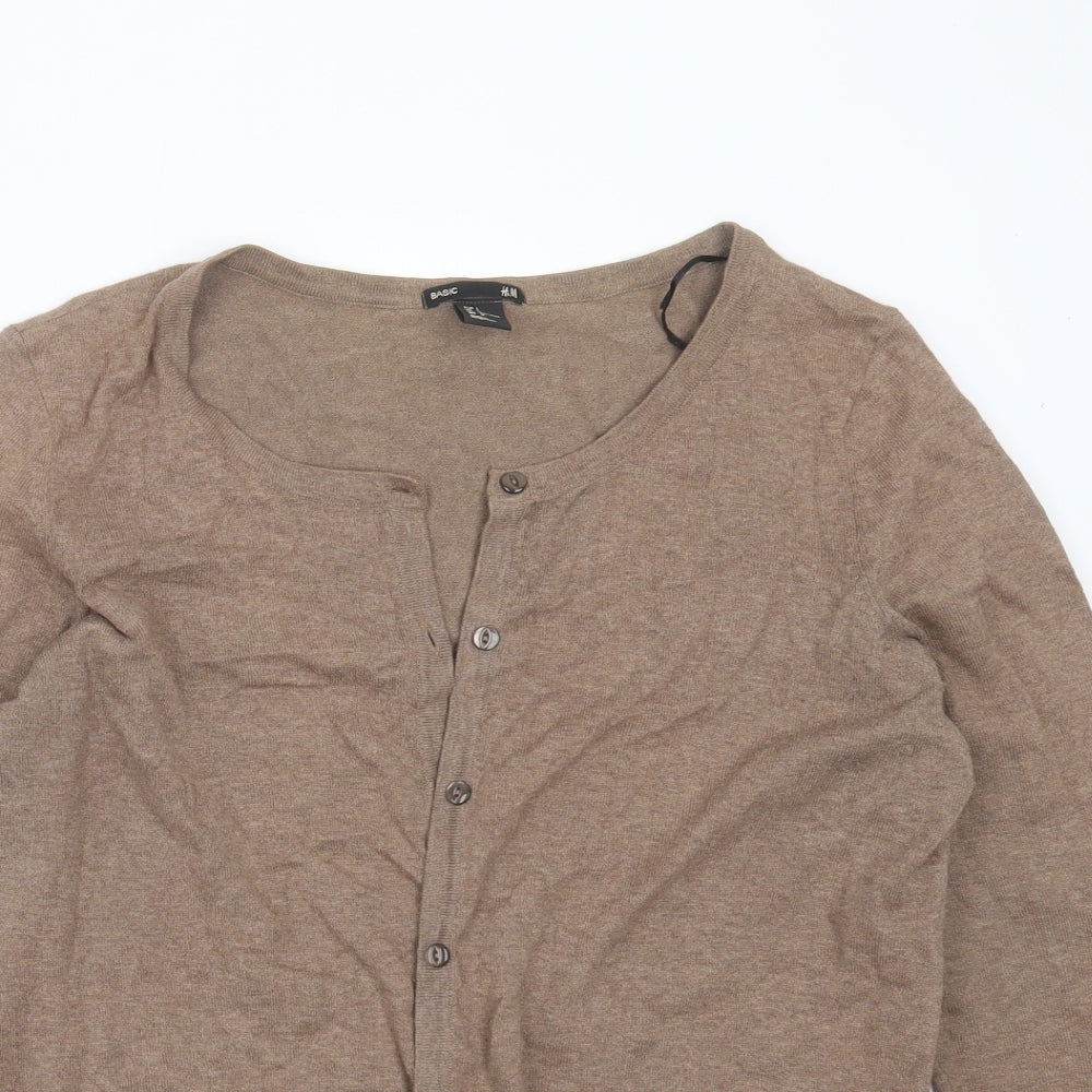 H&M Womens Brown Round Neck  Cotton Cardigan Jumper Size L