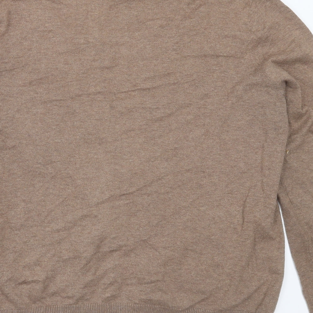 H&M Womens Brown Round Neck  Cotton Cardigan Jumper Size L