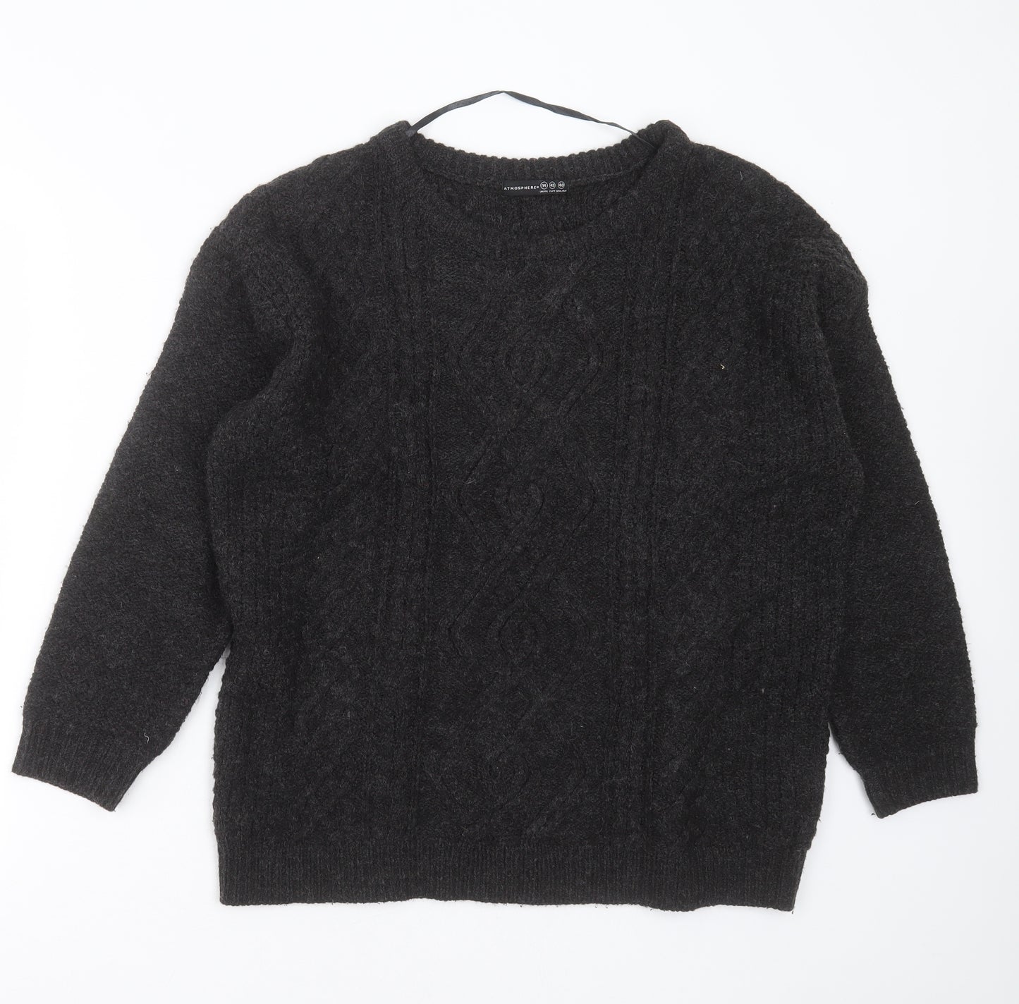 Primark Womens Grey Round Neck Geometric Acrylic Pullover Jumper Size 14