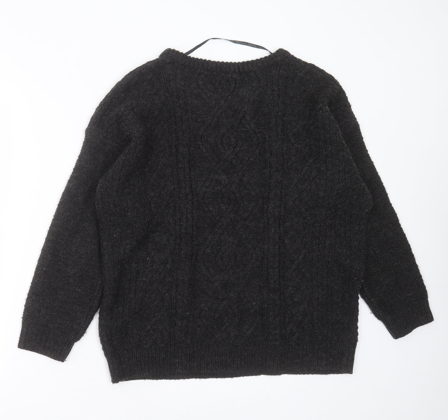 Primark Womens Grey Round Neck Geometric Acrylic Pullover Jumper Size 14