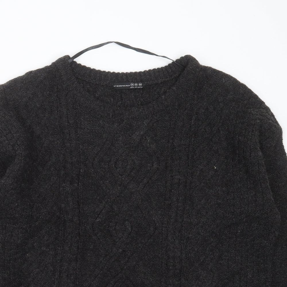Primark Womens Grey Round Neck Geometric Acrylic Pullover Jumper Size 14