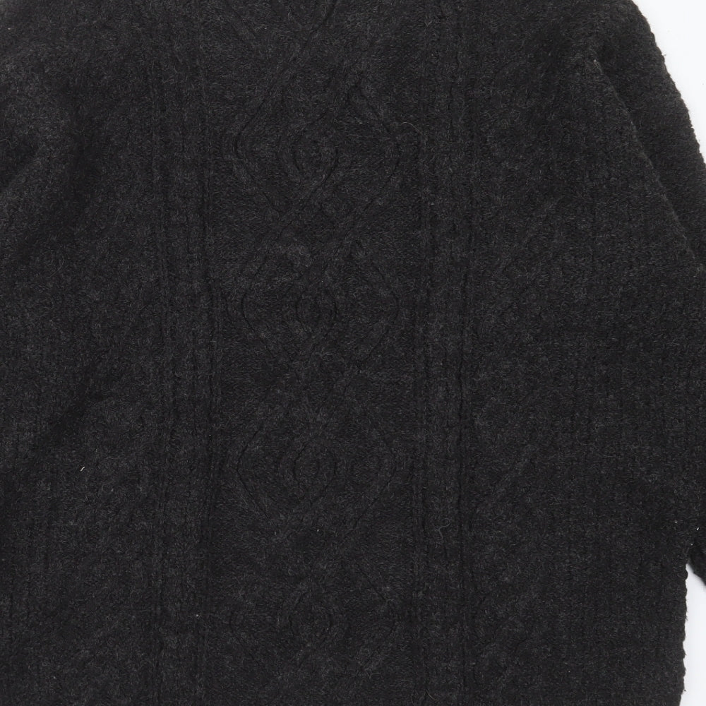 Primark Womens Grey Round Neck Geometric Acrylic Pullover Jumper Size 14