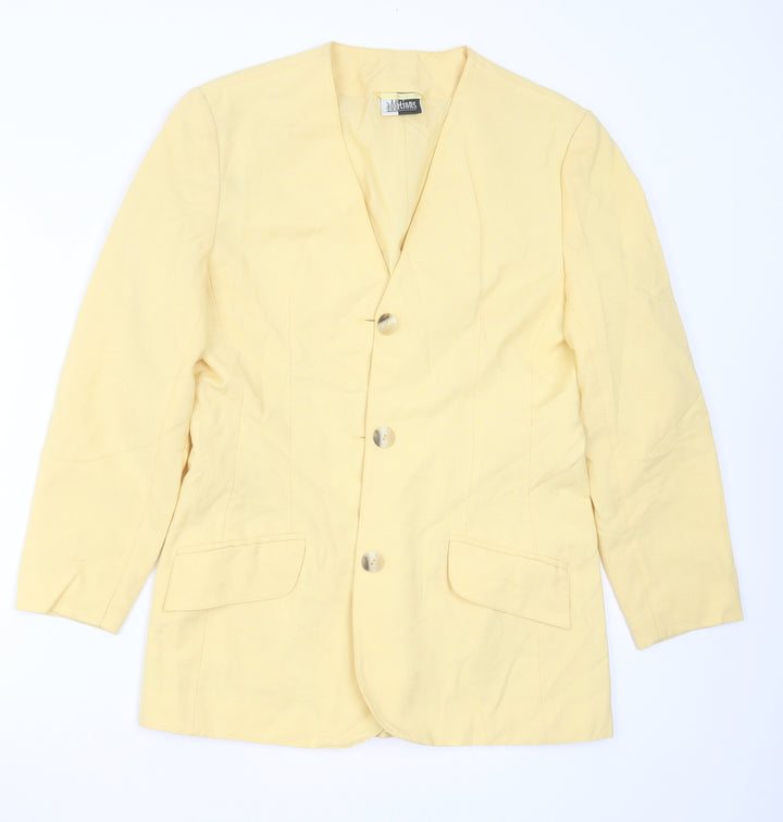 ADDITIONS Womens Yellow  Polyester Jacket Suit Jacket Size 12