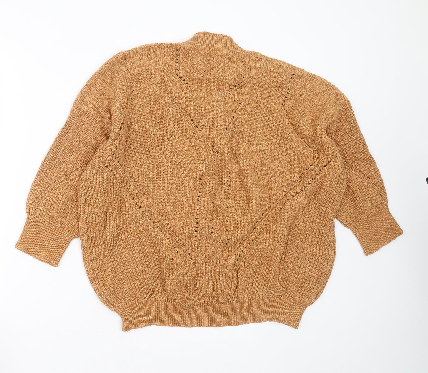 Soaked in Luxury Womens Brown V-Neck  Cotton Pullover Jumper Size M