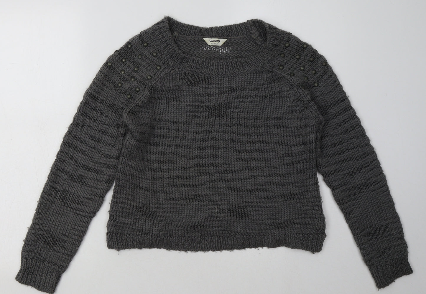 Tammy Girls Grey  Acrylic Pullover Sweatshirt Size 14-15 Years  Pullover