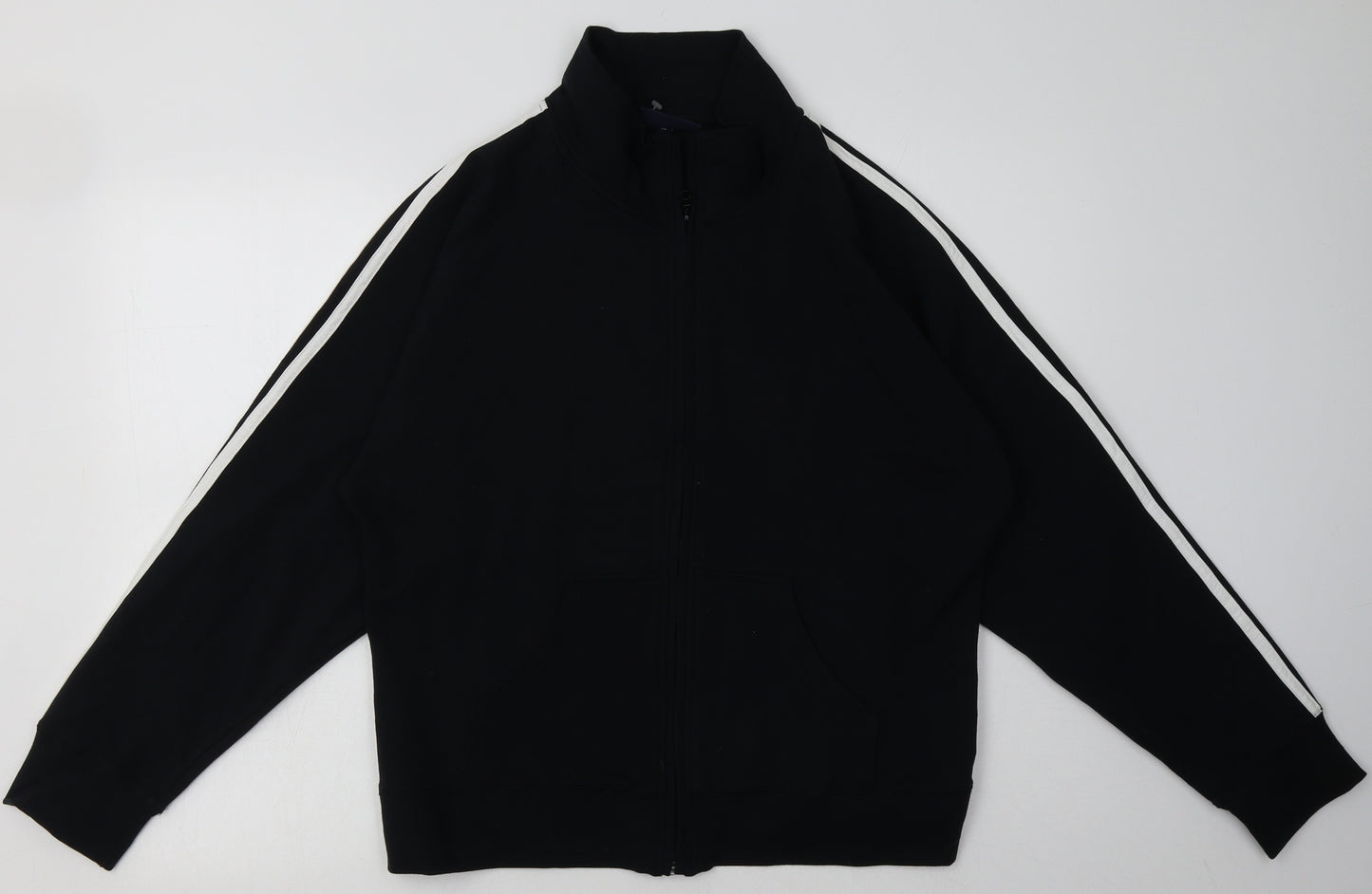 Olympus Womens Black Striped Cotton Full Zip Sweatshirt Size 18  Zip