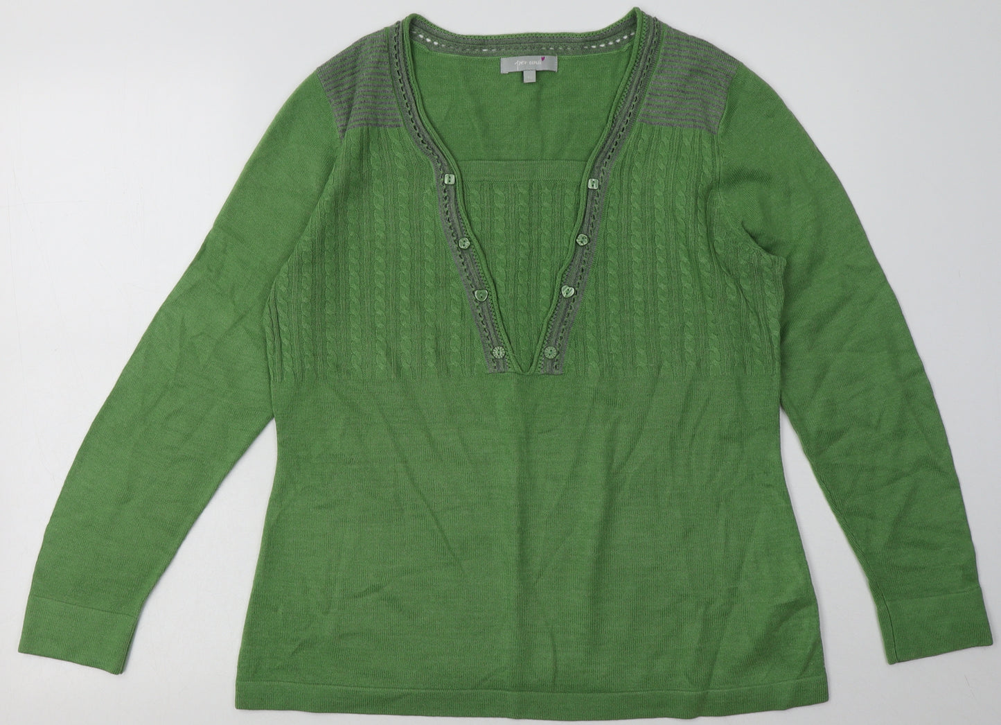 Marks and Spencer Womens Green Geometric Acrylic Pullover Sweatshirt Size 14  Pullover