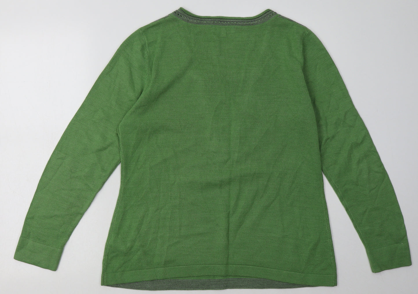 Marks and Spencer Womens Green Geometric Acrylic Pullover Sweatshirt Size 14  Pullover