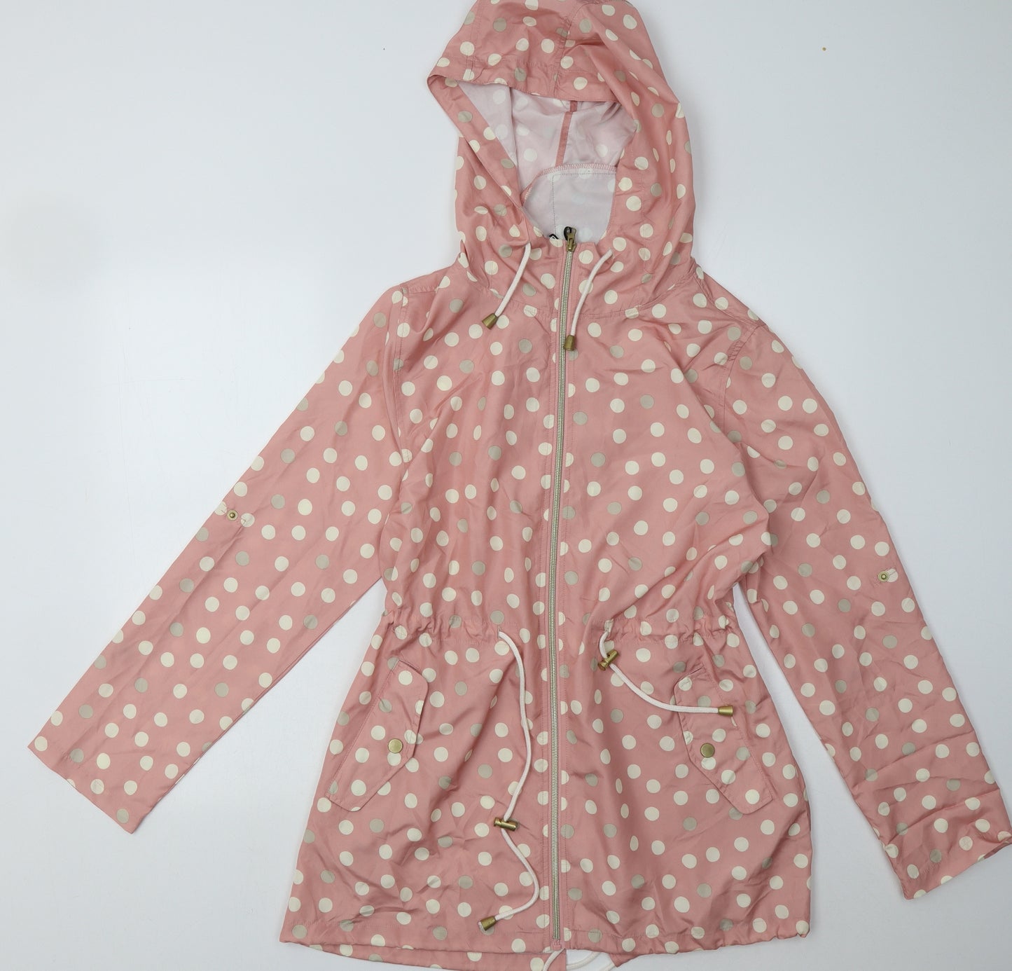 Primark Womens Pink Polka Dot  Windbreaker Jacket Size 8  Zip