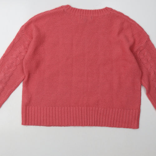 New Look Womens Pink Argyle/Diamond Acrylic Pullover Sweatshirt Size M  Pullover