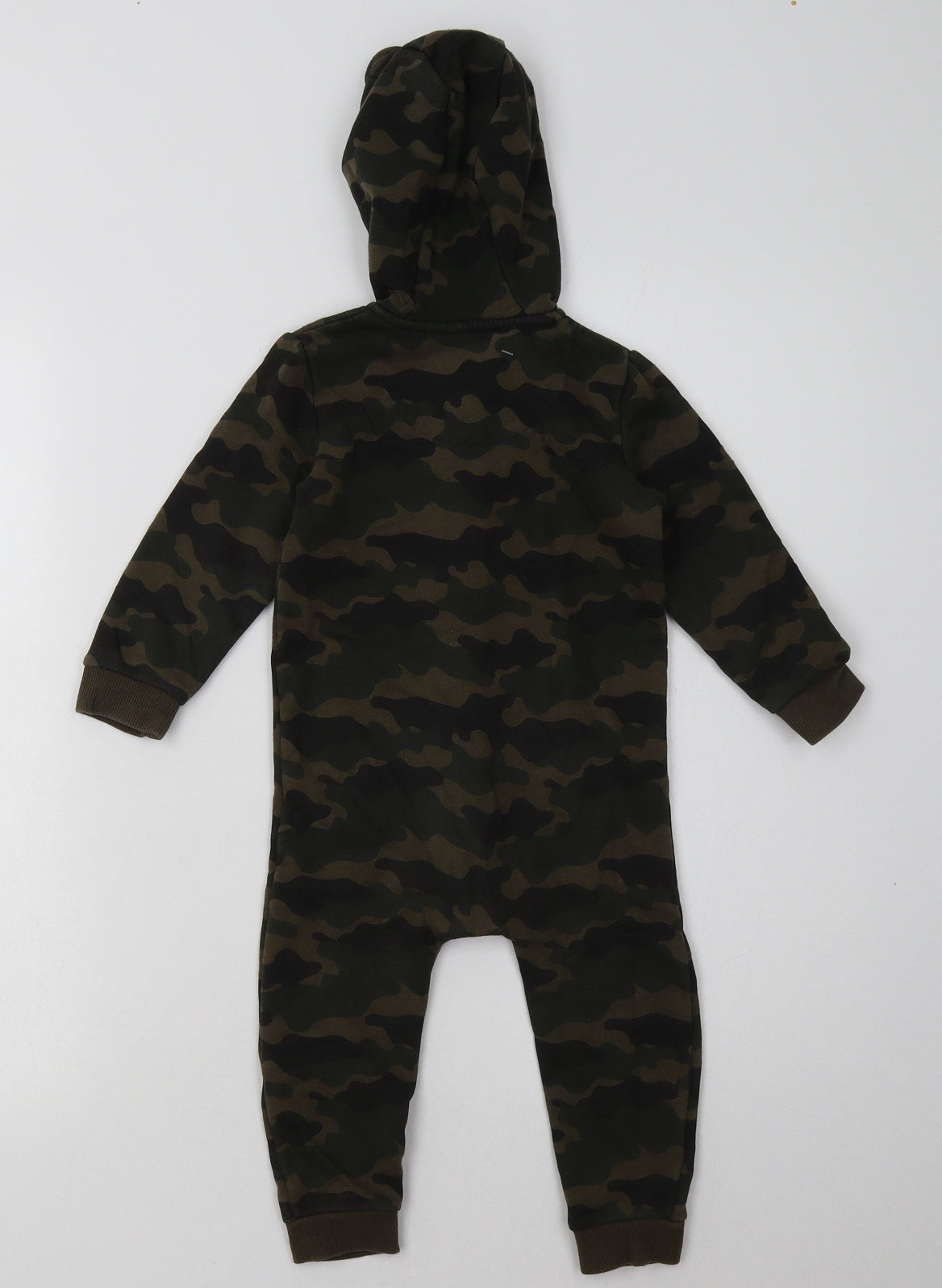 F&F Boys Green Camouflage Cotton Babygrow One-Piece Size 18-24 Months  Zip