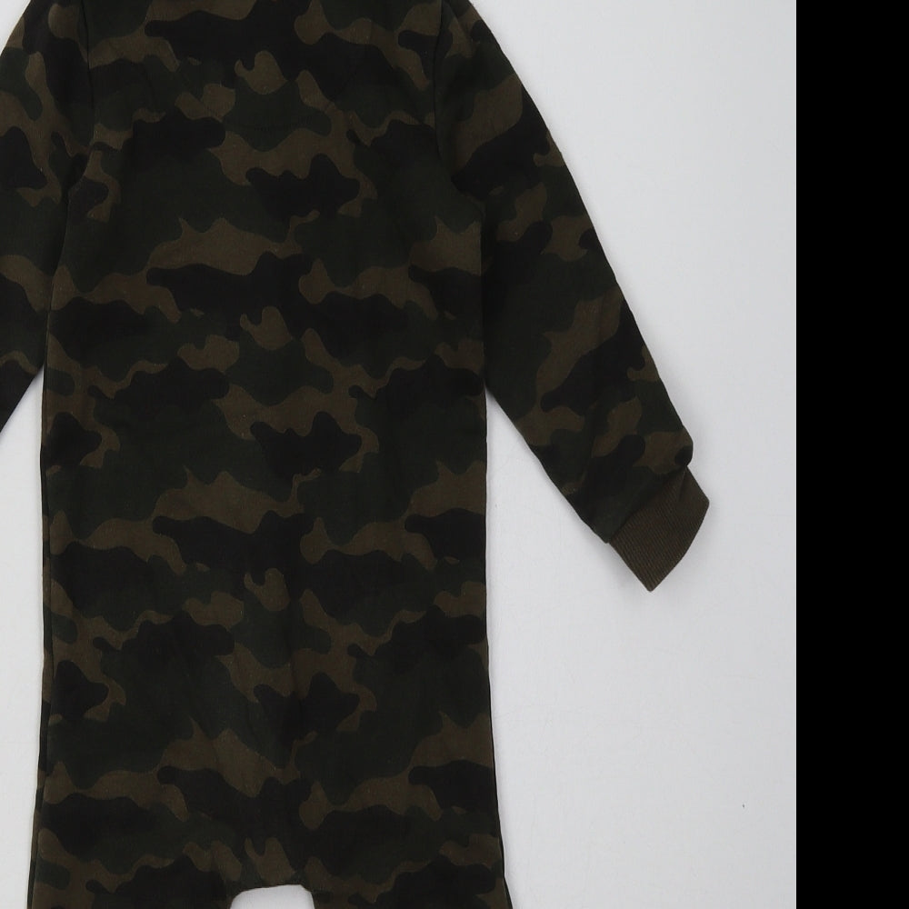 F&F Boys Green Camouflage Cotton Babygrow One-Piece Size 18-24 Months  Zip
