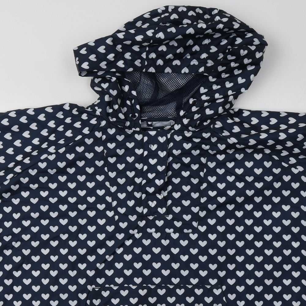 sainsburys Girls Blue Polka Dot  Windbreaker Jacket Size 11-12 Years  Pullover