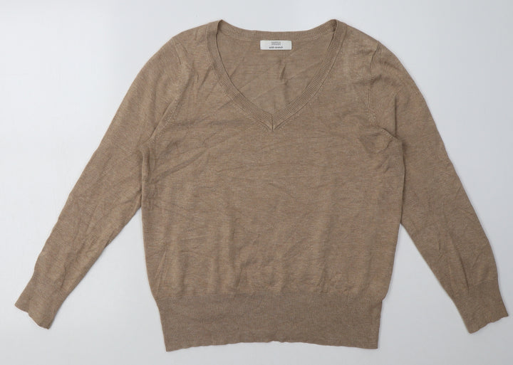 Marks and Spencer Womens Beige Viscose Sweatshirt Size 14 Pullover