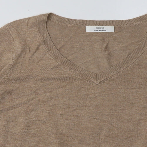 Marks and Spencer Womens Beige  Viscose  Sweatshirt Size 14  Pullover