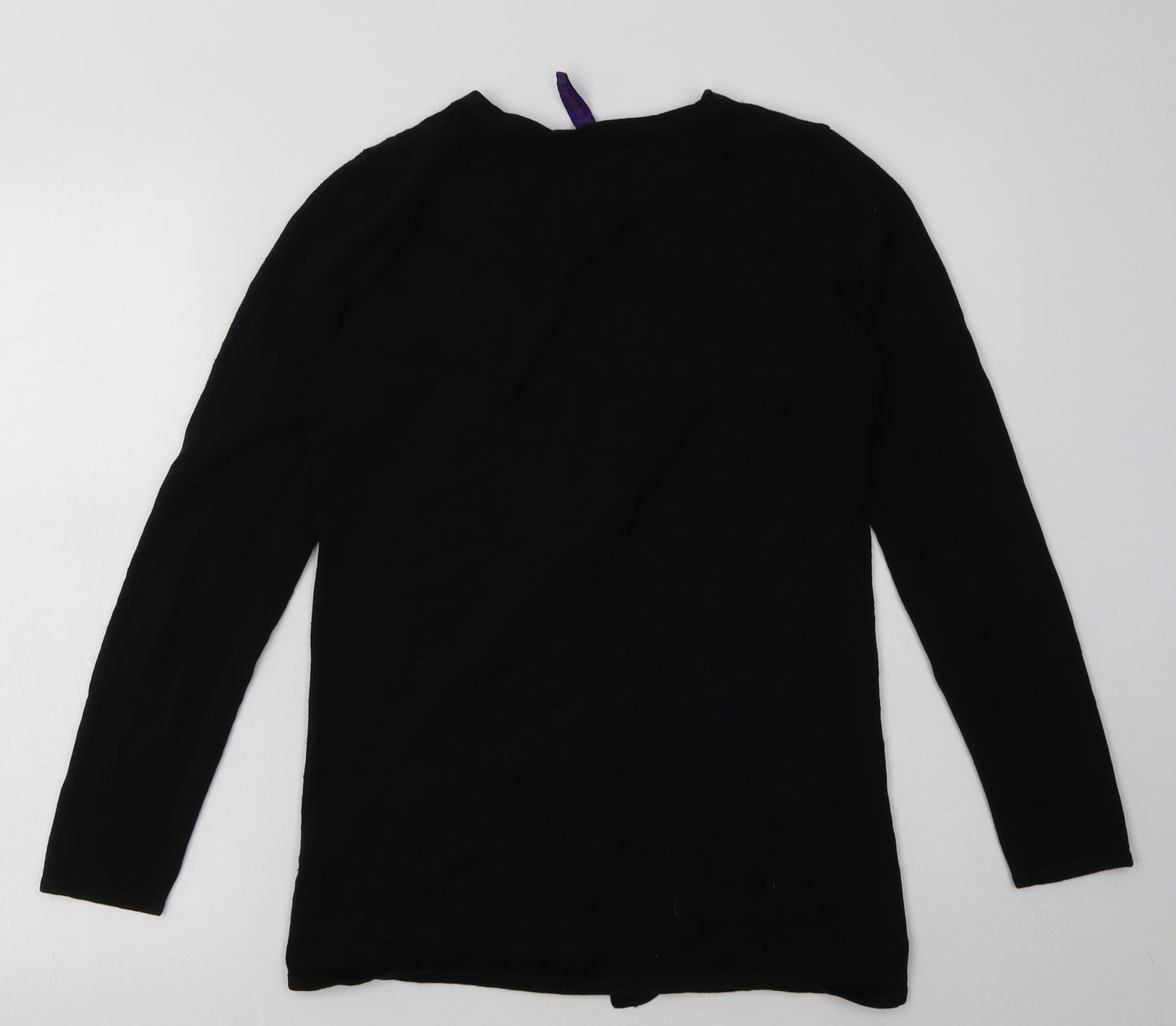 Henbury Womens Black V-Neck  Cotton Cardigan Jumper Size 10