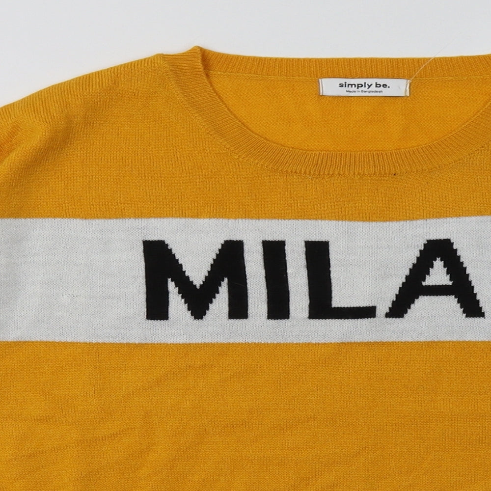 Simply Be Womens Yellow Striped Acrylic Pullover Sweatshirt Size 14  Pullover - milan
