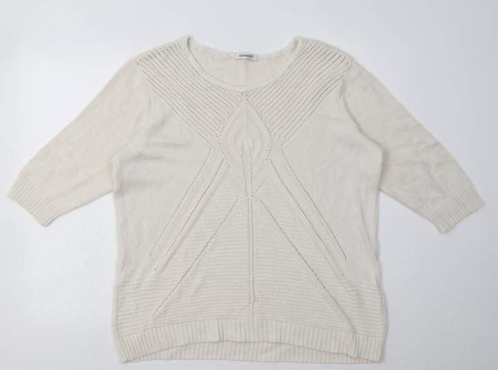 Damart Womens White Argyle/Diamond Acrylic Pullover Sweatshirt Size 20 Pullover