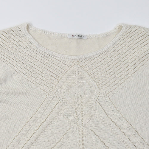 Damart Womens White Argyle/Diamond Acrylic Pullover Sweatshirt Size 20  Pullover