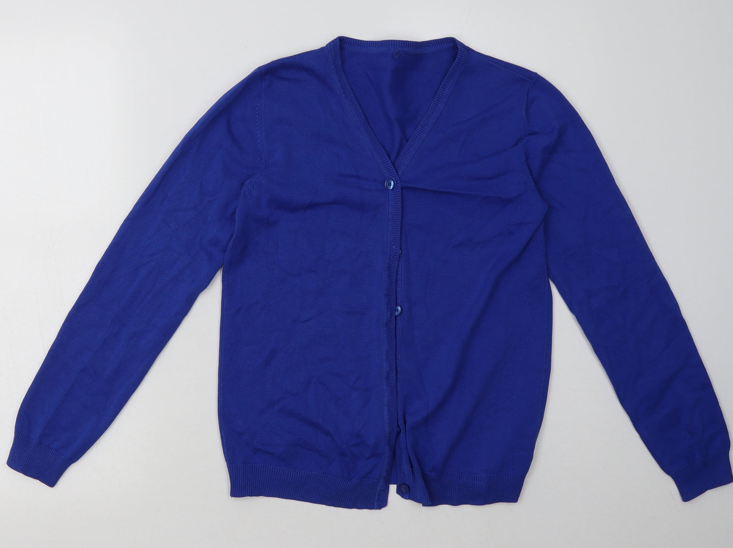 George Girls Blue V-Neck  Cotton Cardigan Jumper Size 12-13 Years  Button - School Wear