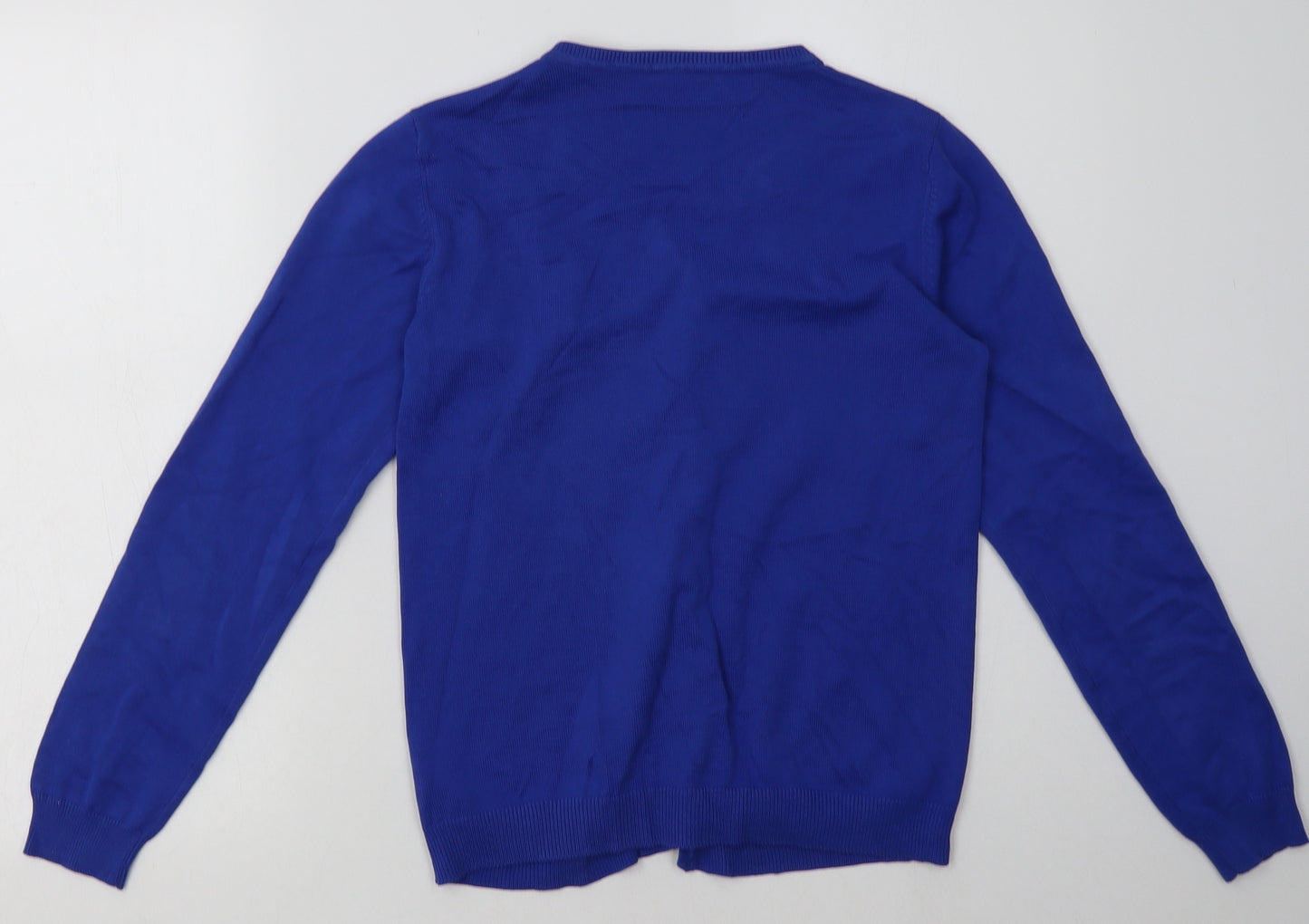George Girls Blue V-Neck  Cotton Cardigan Jumper Size 12-13 Years  Button - School Wear