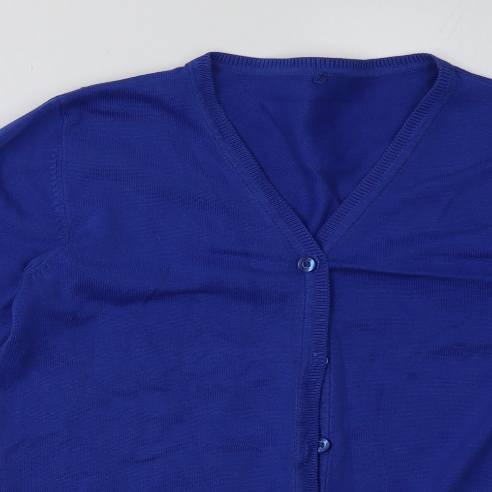 George Girls Blue V-Neck  Cotton Cardigan Jumper Size 12-13 Years  Button - School Wear