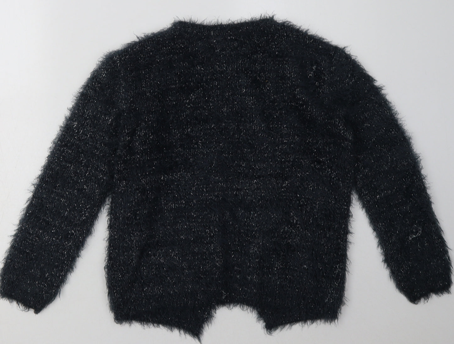 Zara Girls Grey Crew Neck  Polyester Cardigan Jumper Size 8 Years  Hook & Eye