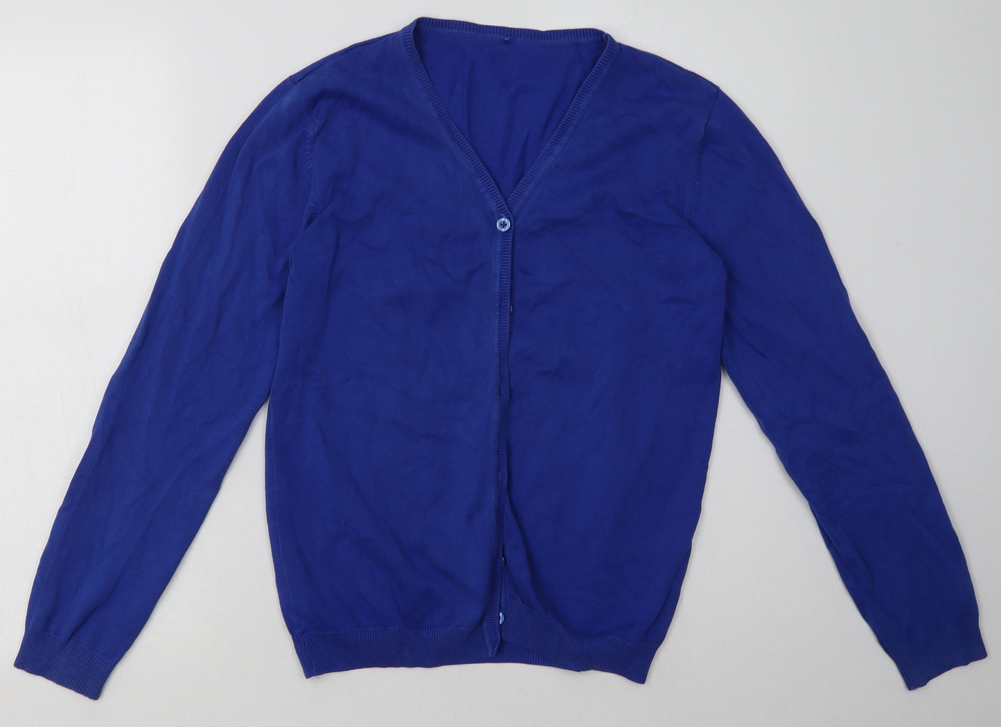 George Girls Blue V-Neck  Cotton Cardigan Jumper Size 13-14 Years  Button - School Wear