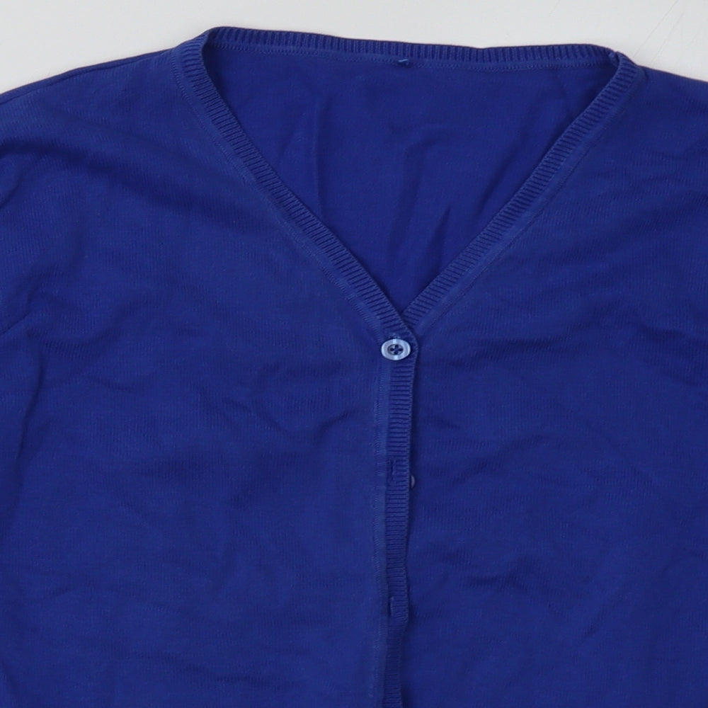 George Girls Blue V-Neck  Cotton Cardigan Jumper Size 13-14 Years  Button - School Wear