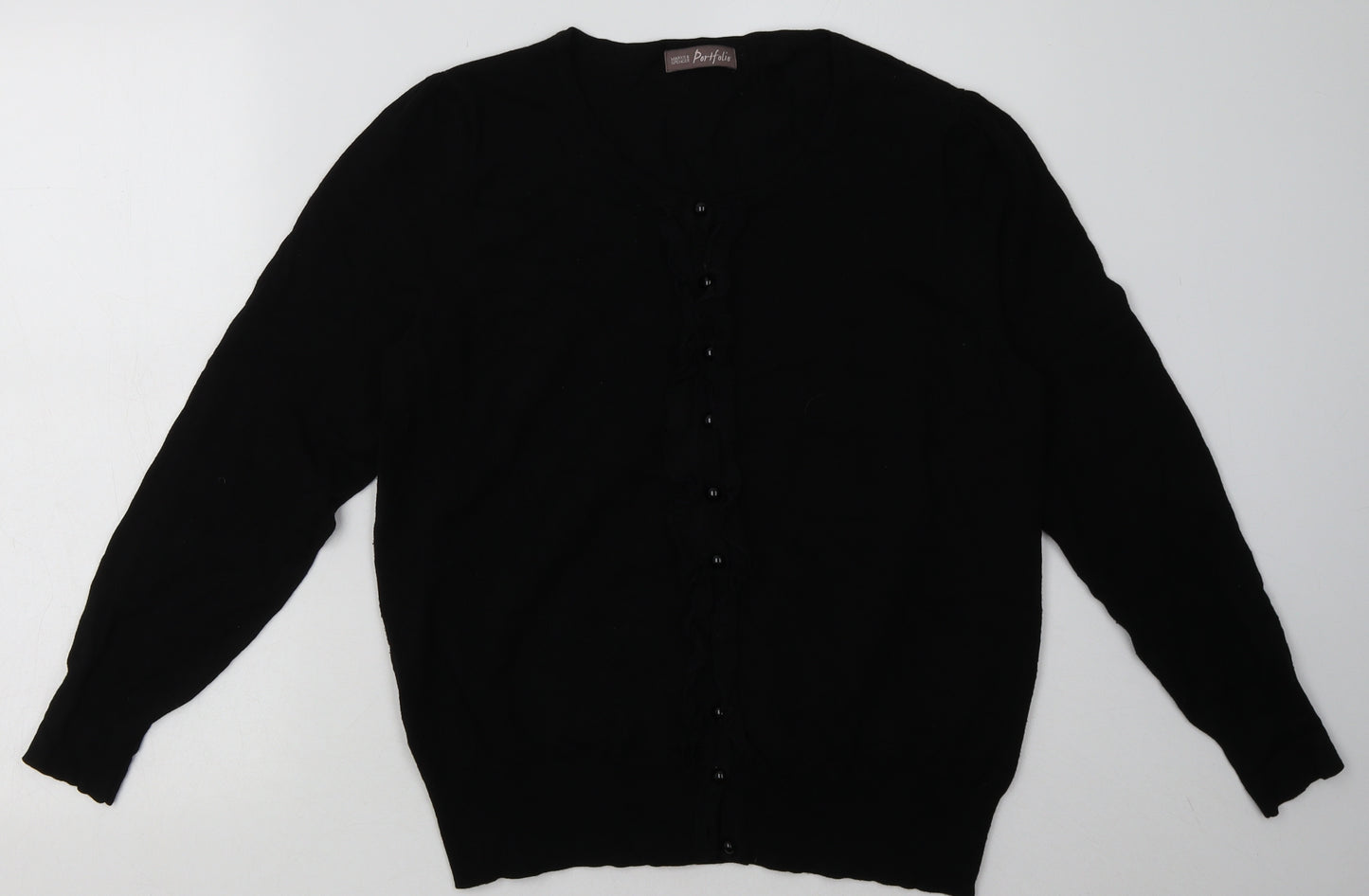 Marks and Spencer Womens Black Crew Neck  Viscose Cardigan Jumper Size 16